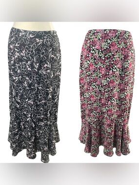 Reversible Floral Ruffle-Hem Boho Skirt